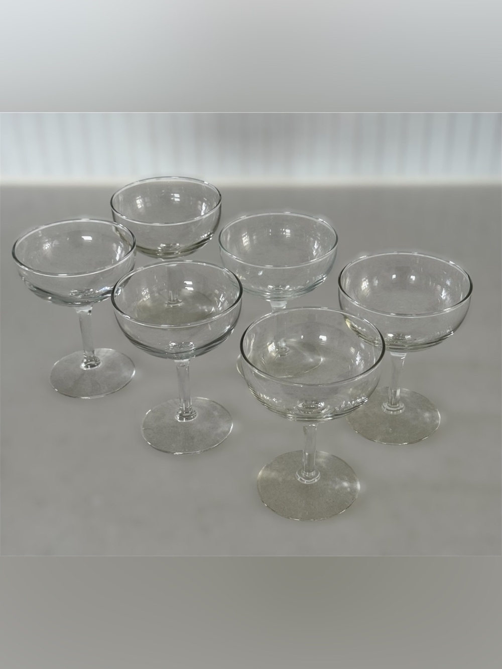 6 Vintage Clear Coupe Glasses